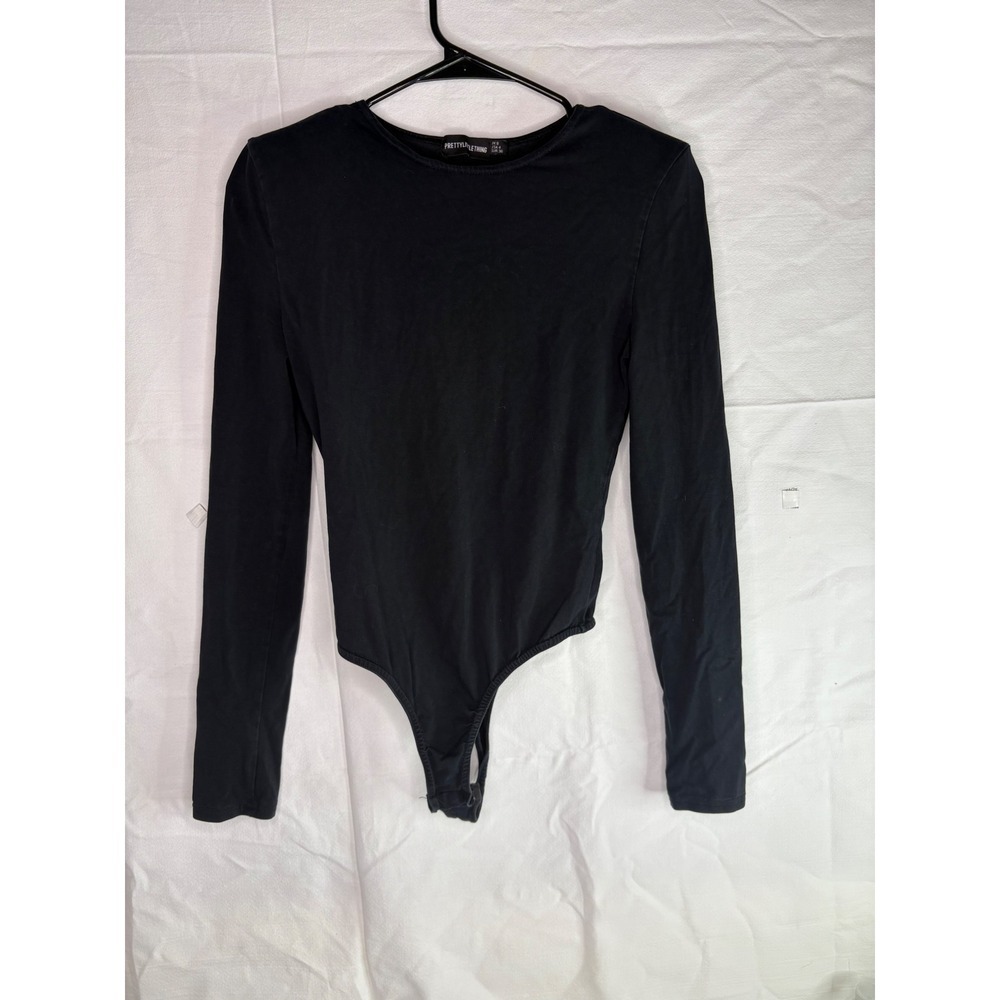 PRETTYLITTLETHING Black Long Sleeve Thong Bodysuit